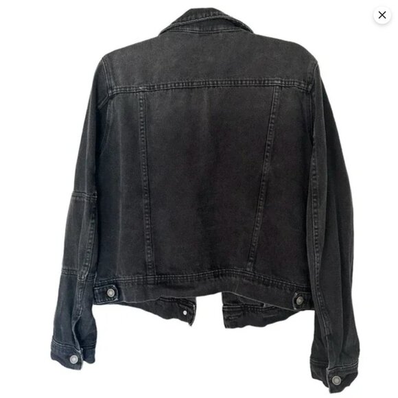 Free People Jolene Oversized Trucker Denim Jean Jacket In Black Large - Picture 5 of 8
